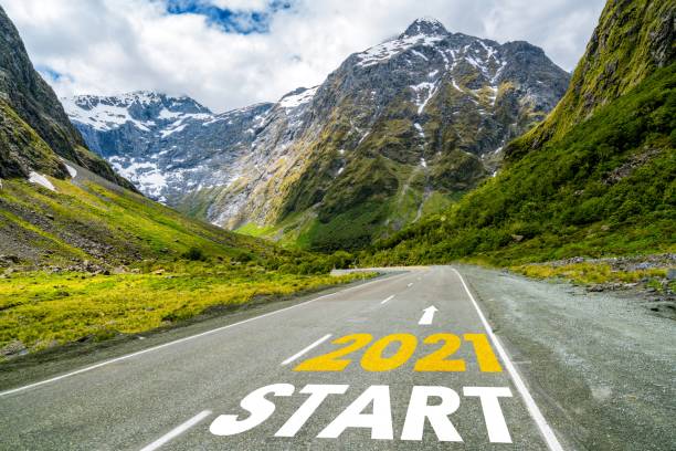 istock 2021 New Year road trip travel and future vision concept . 1284144698