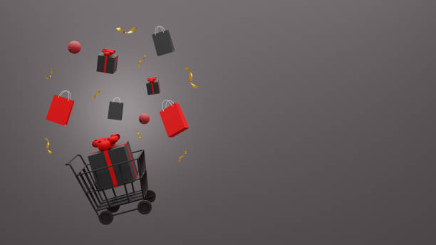 istock Black Friday sale with shopping cart 1284145441