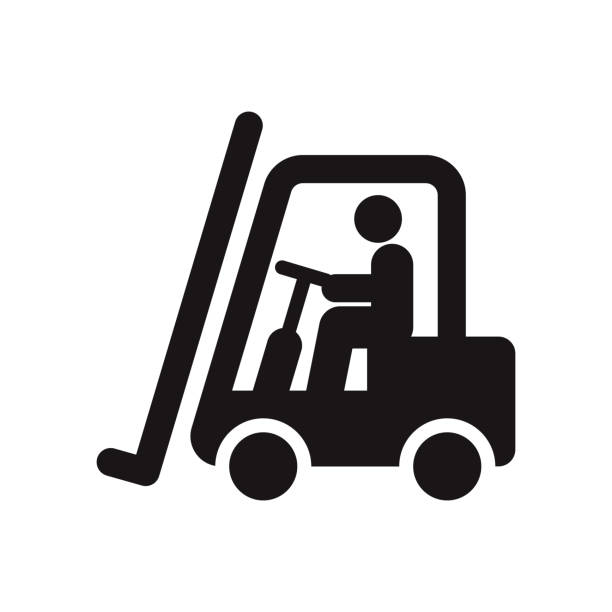 Forklift Icon on Transparent Background vector art illustration