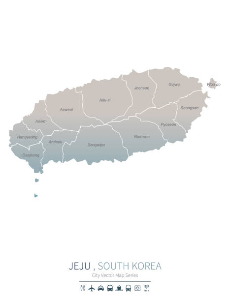 제주도지도. 대한민국 의 주요 도시의 벡터지도. - 제주도 stock illustrations
