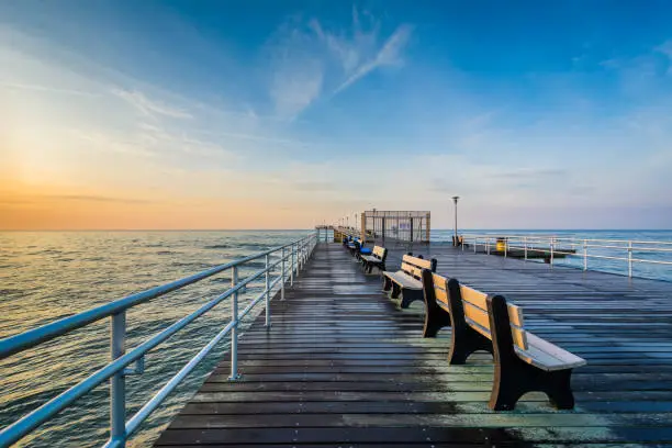 Photo of The fishing pier at sunrise in Ventnor City, New Jersey