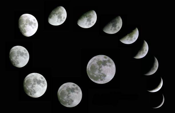 luna nueva depilándose a luna llena, octubre 2020, abu dabi - luna creciente fotografías e imágenes de stock