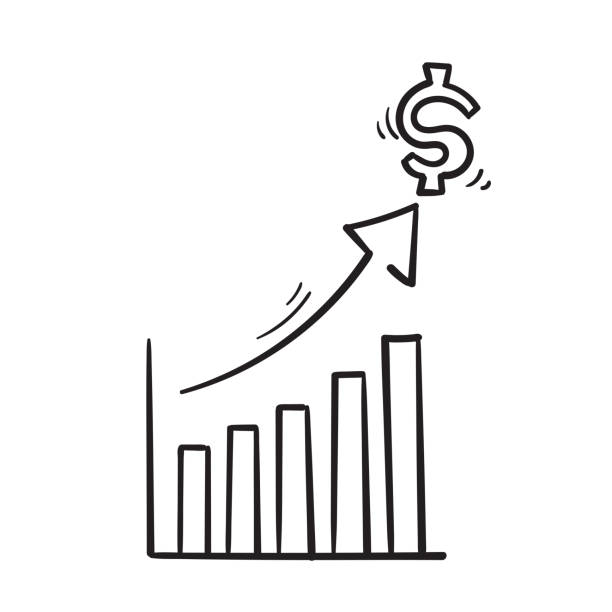 hand drawn doodle graph symbol for increase money growth icon, progress marketing. isolated hand drawn doodle graph symbol for increase money growth icon, progress marketing. isolated tax drawings stock illustrations