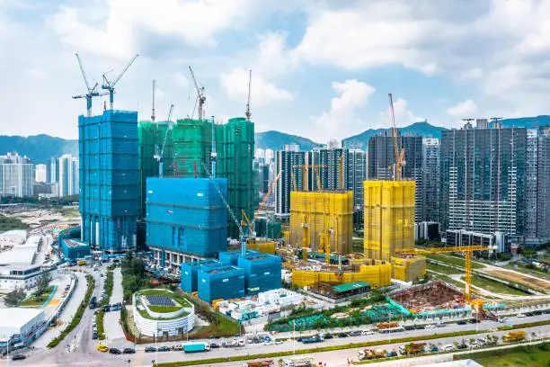 Photo of Aerial View shot of Construction Site in Hong Kong