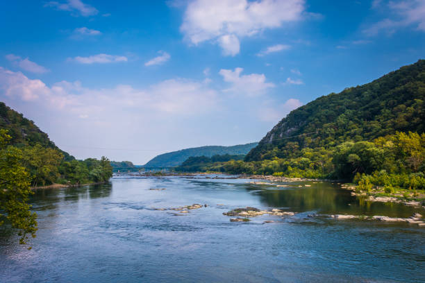 View of the Potomac River, from Harpers Ferry, West Virginia. View of the Potomac River, from Harpers Ferry, West Virginia. harpers ferry photos stock pictures, royalty-free photos & images