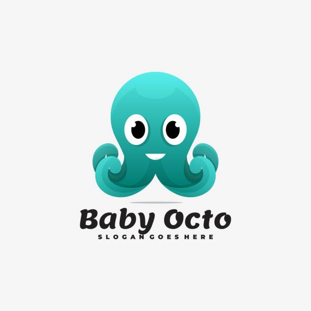 Vector Illustration Baby Octopus Gradient Colorful Style. Vector Illustration Baby Octopus Gradient Colorful Style. mascot illustrations stock illustrations