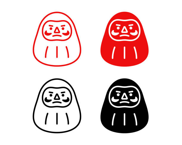 A set of simple and cute icons of Japanese Dharma A set of simple and cute icons of Japanese Dharma daruma stock illustrations