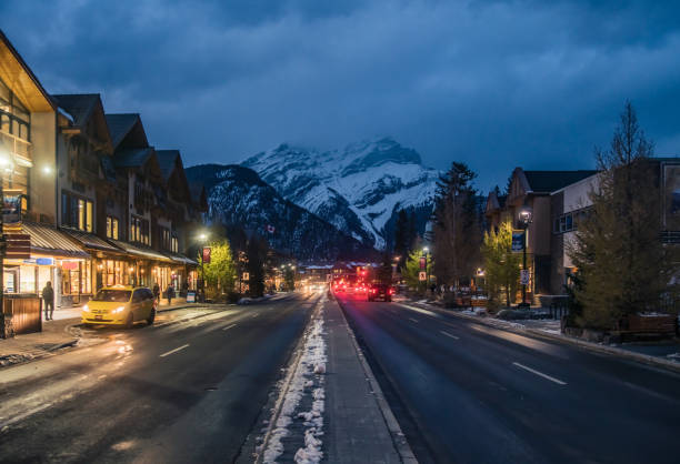 istock Banff, Alberta - Town of Banff at Night 1284166673