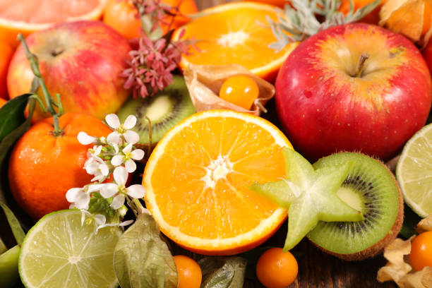 istock set of different fruits and leaf 1284166876