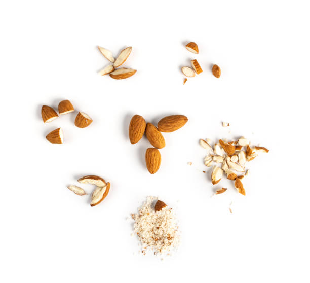 istock Crushed Almonds Isolated on White Background Closeup 1284175654