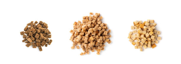 istock Homemade Rye Bread Croutons, Crispy Bread Cubes, Dry Rye Crumbs 1284175746