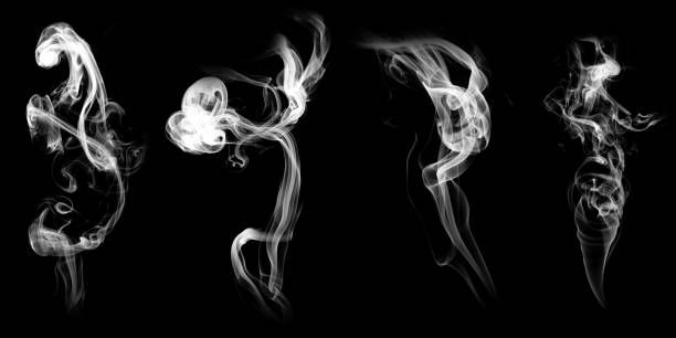 istock set of natural white smoke isolated on black background 1284180896