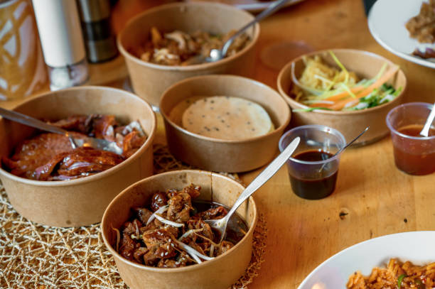 istock Table with many bowl with asian meal. 1284182037