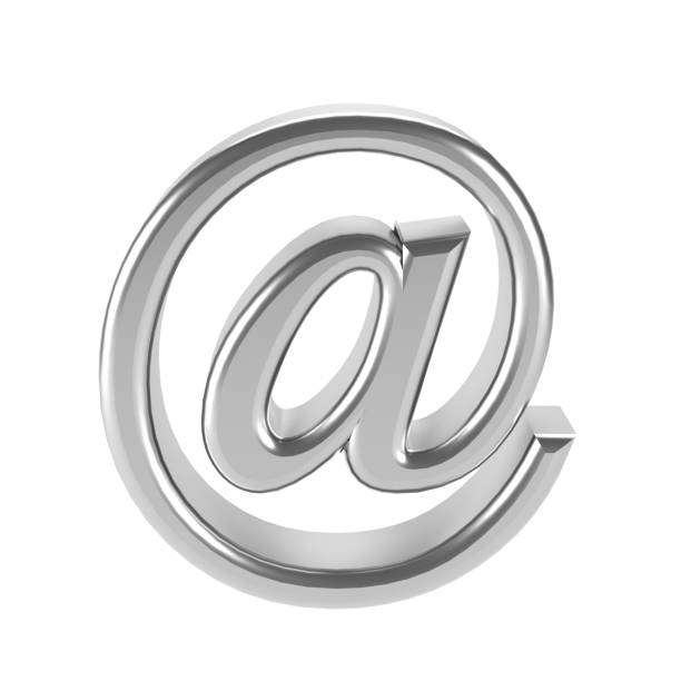 istock Silver 3d e-mail symbol isolated on white background - email address icon 1284183384