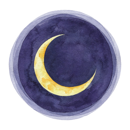 Vector illustration of crescent moon.