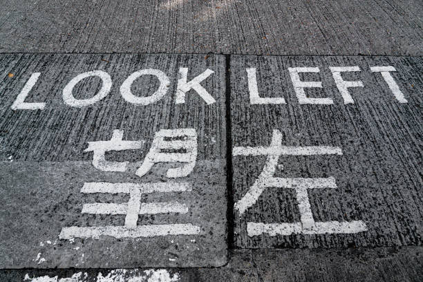 istock Look left sign in Hong Kong 1284185807