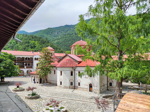 Bachkovo Monastery, Bulgaria- July 16, 2020: Medieval Buildings in Bachkovo Monastery Dormition of the Mother of God, Bulgaria