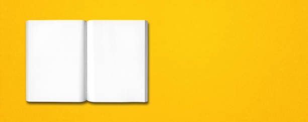 istock Open book isolated on yellow banner 1284186983