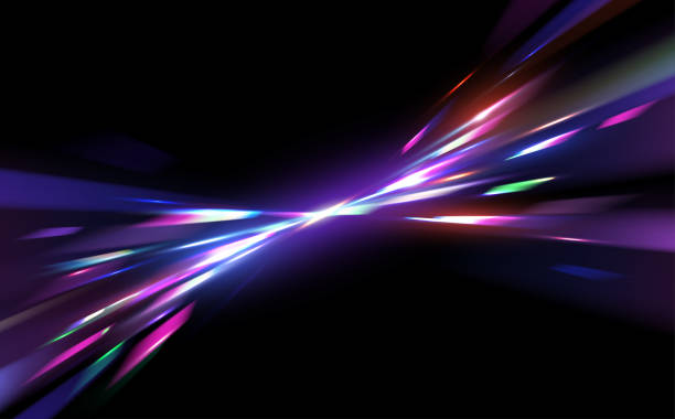 Abstract refraction glow effect on black background Abstract refraction glow effect on black background in vector transparent prism stock illustrations