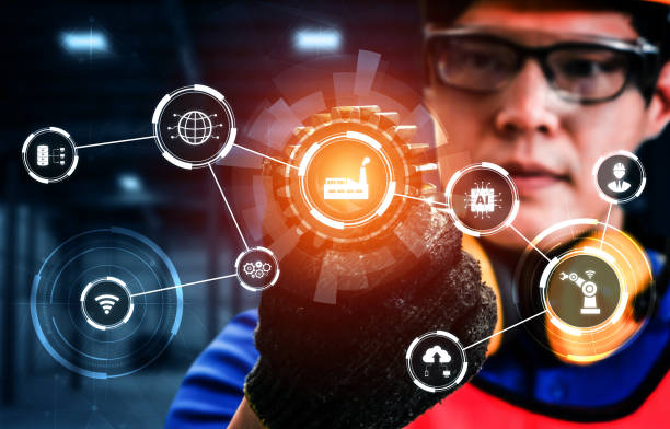 istock Engineering technology and industry 4.0 smart factory concept 1284189244