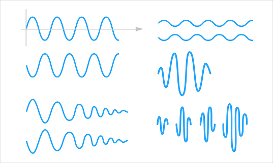 Sinusoid. A set of sinusoidal waves. Pulse lines
isolated on a white background. Vector symbol