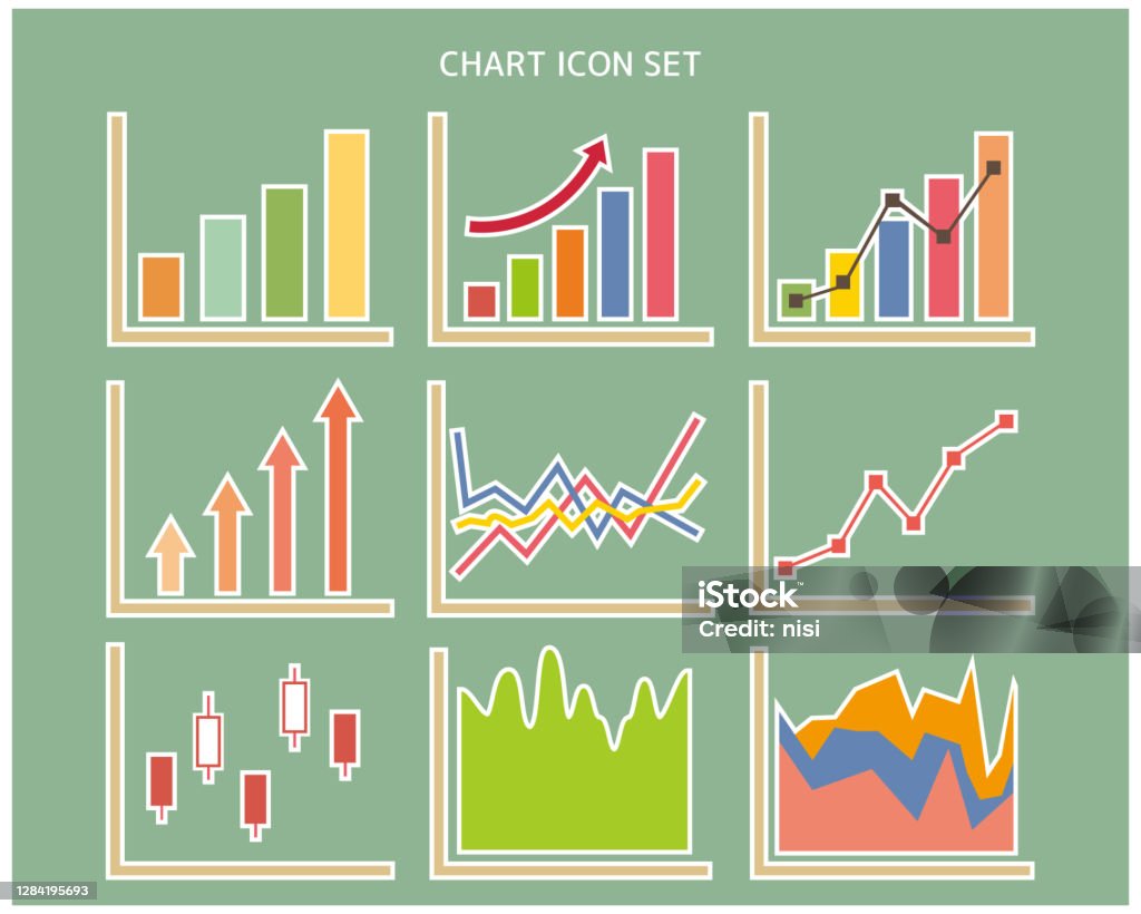 Stock Graph Vector Image Graph Vector Illustration Set Line Graph Stock Price Rising Chart Bar ...