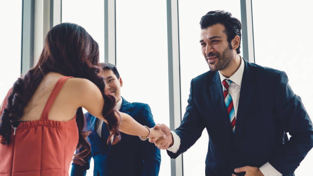 istock Job seeker and manager handshake in job interview 1284195697
