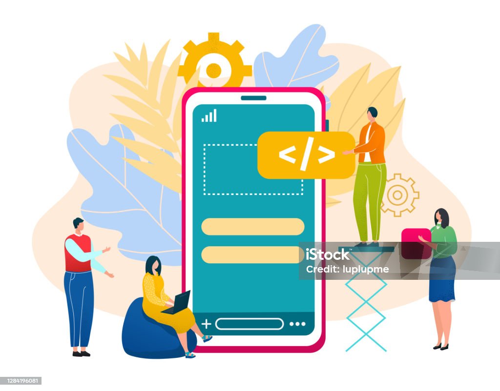 Creating App Interface Create App Interface Concept Vector Illustration Application Display ...