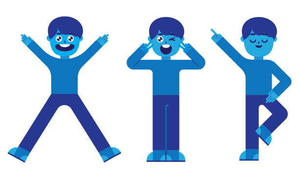 푸른 피부의 행복한 남자 - happyman stock illustrations