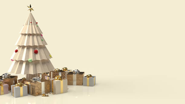 istock The gold Christmas tree and gift box for new year content 3d rendering. 1284205586