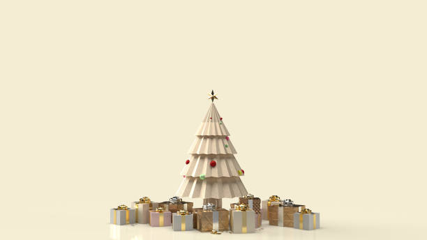 istock The gold Christmas tree and gift box for new year content 3d rendering. 1284205619