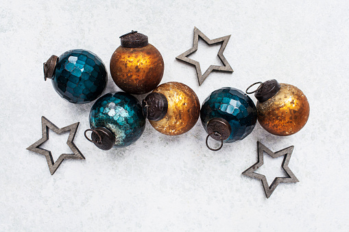 Group of old-fashioned Christmas baubles