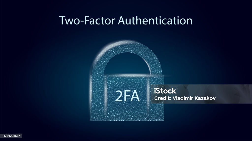 2fa Lock 2fa Two Factor Authentication With Padlock On Dark Blue Background ...