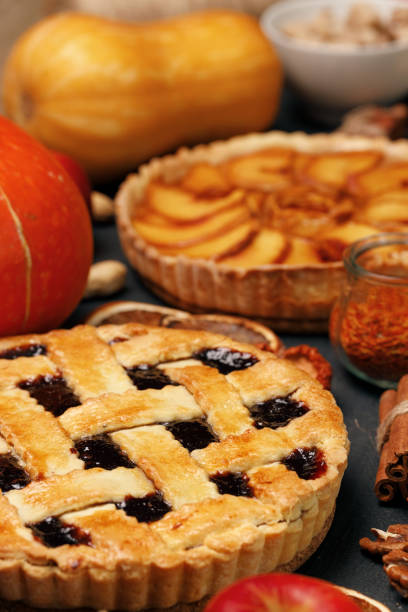 istock Berry tart pie on black table close up 1284215970