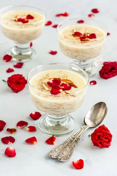 Traditional Indian Festive Food, Vermicelli Pudding Vertical Photo on White Background
