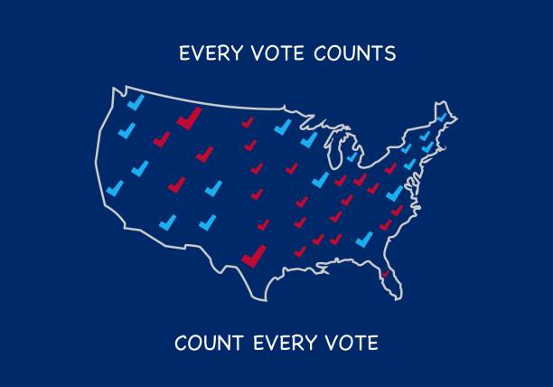 USA presidential election 2020. Every vote counts text on USA map. USA presidential election 2020. Every vote counts text on USA map. Vector illustration. counting votes stock illustrations