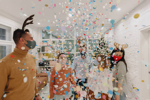 istock New Year's celebration in the office during Coronavirus pandemic 1284216985