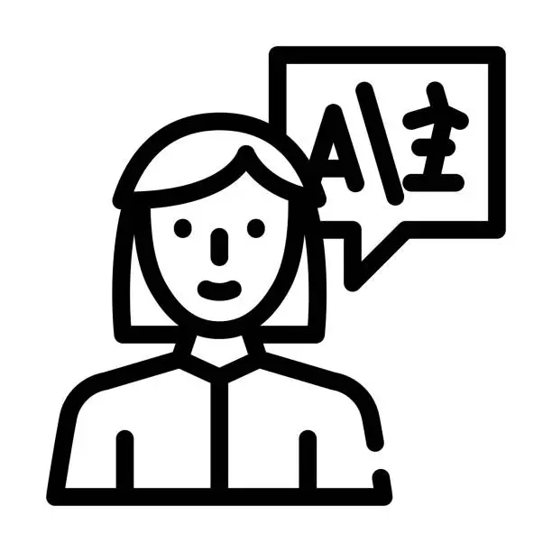 Vector illustration of interpreter woman job line icon vector illustration