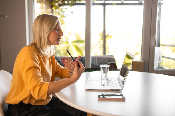 Young woman working from home