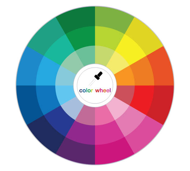 цветное колесо. доп�олнительные цвета противоположны друг другу. вектор графической иллюстрации руководства. - primary colours stock illustrations
