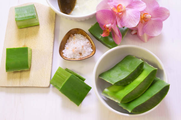 istock making a mask of medicinal aloe vera on a white background 1284220878