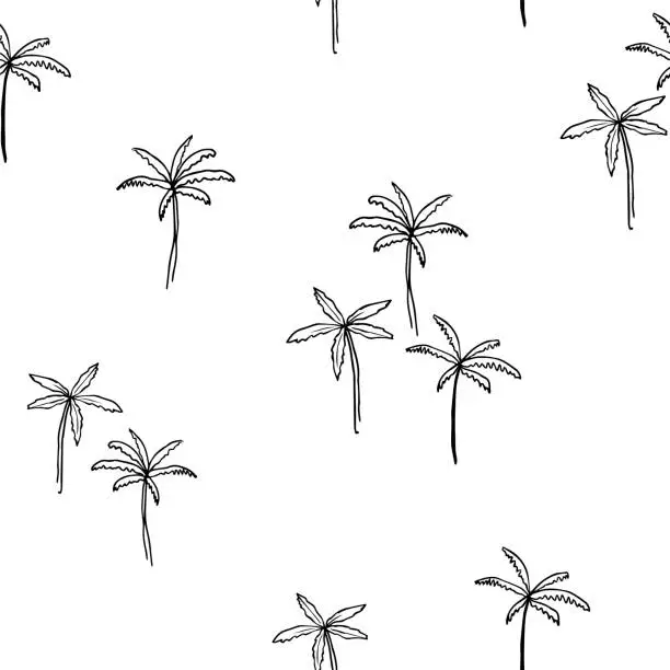 Vector illustration of Palm tree pattern repeat seamless. simple pattern. Modern stylish texture. Palm tree - vector.