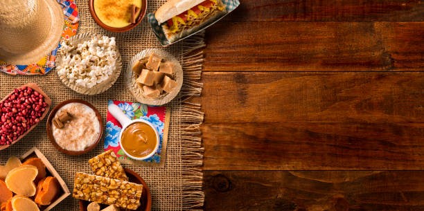 istock Typical Brazilian junina party sweets - Top view with copy space 1284221087