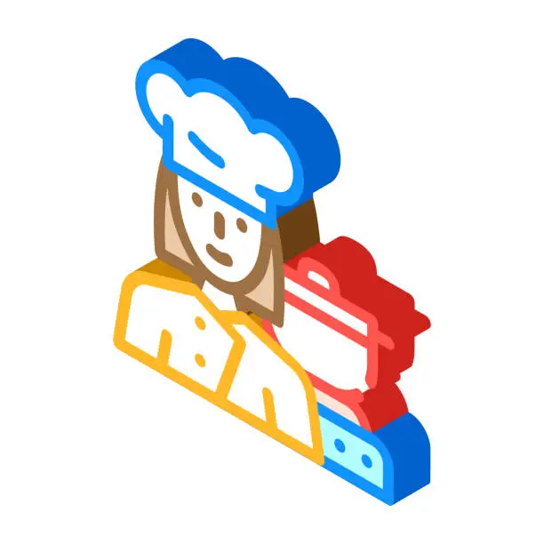 Vector illustration of cook woman job isometric icon vector illustration