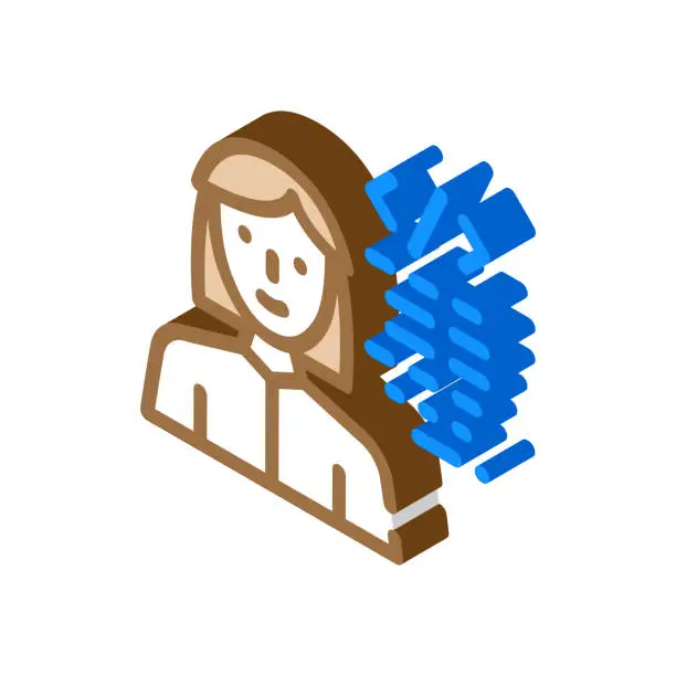 Vector illustration of programmer woman job isometric icon vector illustration