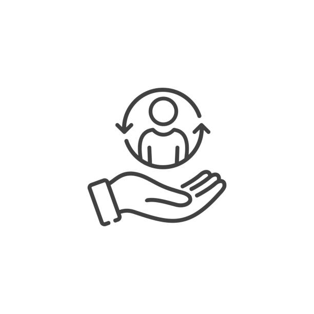 ilustrações de stock, clip art, desenhos animados e ícones de care customer icon in thin line style,  customer inclusive service, line symbol isolated on white background - xxx