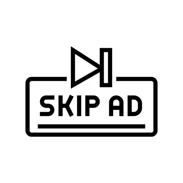 Vector illustration of skip ad button line icon vector illustration