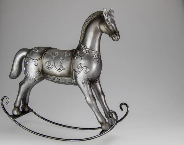 istock Silver sheet rocking horse, close up 1284231775