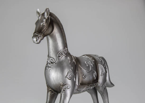 istock Silver sheet rocking horse, close up 1284231776