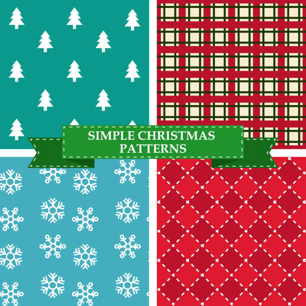 明るく楽しくシンプルなシームレスなクリスマスパターンのセット - christmas fun set gift点のイラスト素材／クリップアート素材／マンガ素材／アイコン素材
